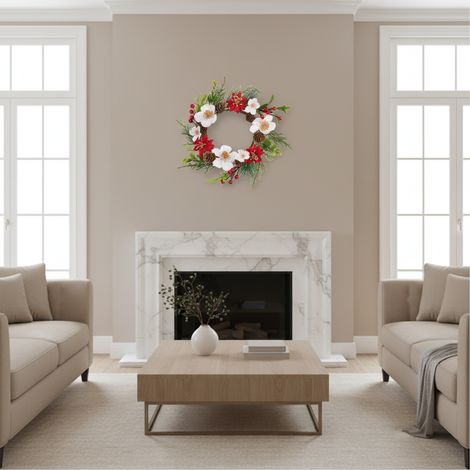 Ghirlanda di Natale con fiori di elleboro diametro 24 cm (1/4)