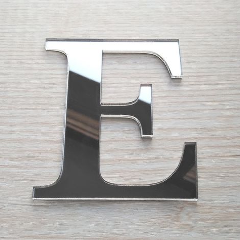 Lettre Miroir Argent Décorative Plexiglass.- E - 15 cm (1/5)