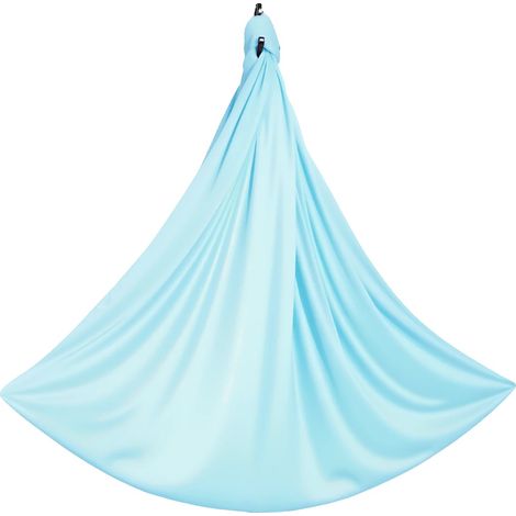 Hamaca de yoga aérea, capacidad de carga de 136 kg, diseño giratorio de 360°, azul claro. (1/2)