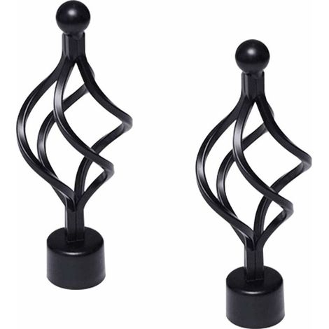 2 pièces embout de tringle à rideau, design cage torsadée, diamètre 28 mm, finition noire, pour décoration intérieure (1/4)