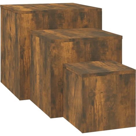 Tables d'appoint 3 pcs Chêne fumé Bois d'ingénierie (1/5)