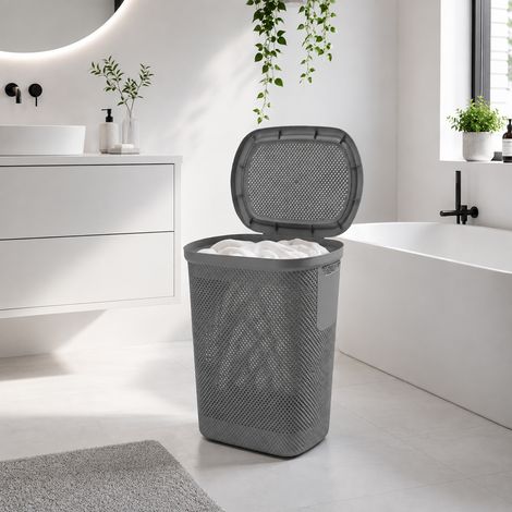 Wäschekorb + Deckel 58 Liter -02710390-grau (1/5)