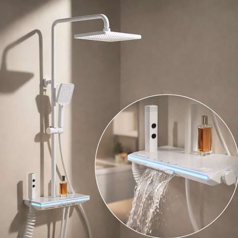 Colonne de douche led thermostatique blanche ,Vérone (1/5)