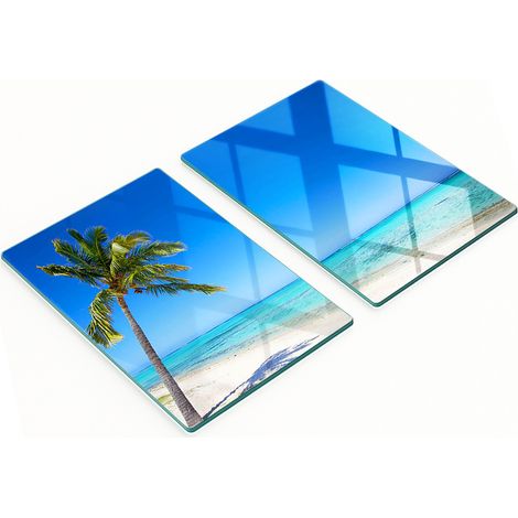 Taglieri decorativi in vetro temperato con motivo spiaggia tropicale, 2x40x52 cm (1/5)