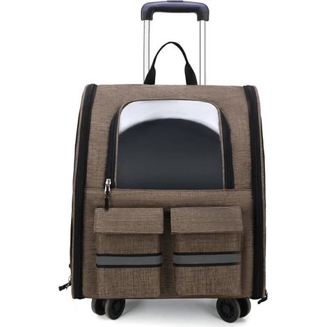 Sac à Dos de Voyage Deluxe - Pecute - Transport pour Animaux - 15KG - Roulettes - Respirant
