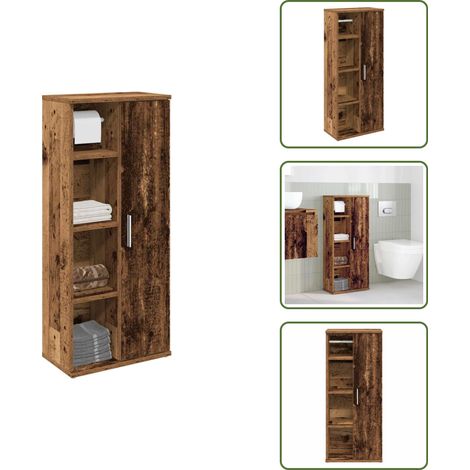 Badezimmerschrank mit Rollenhalter Altholz-Optik 39x22x90 cm - Badezimmerschrank - Badezimmerschränke - Badschrank - Badschränke (1/5)