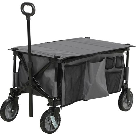 Gartenwagen, Transportanhänger, faltbarer Campingwagen, Outdoor-Transportwagen, dunkelgrau