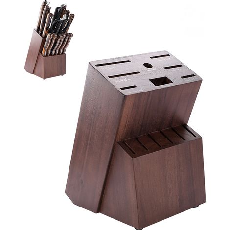 Coltelli da cucina in legno di acacia  Portacoltelli da cucina  Portacoltelli universale  Piedini antiscivolo  Portautensili da cucina  Ceppi portacoltelli vuoti per 15 coltelli