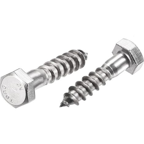 sourcing map Hexagonal Tire-fond M8 x 30mm 304 Inox Acier Demi-fil Autotaraudeuse Boulons pour Bois Vis 10Pcs (1/5)