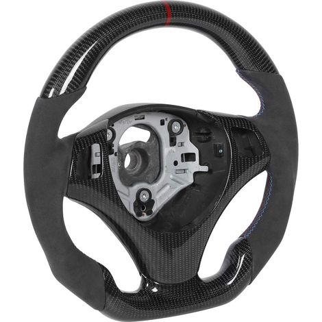 Volant, Volant à Dégagement Rapide avec Bande Rouge, Volants Automobiles en Daim en Fibre de Carbone pour Série 3 E90 E92 E93 M3 E82 E88 2006-2013