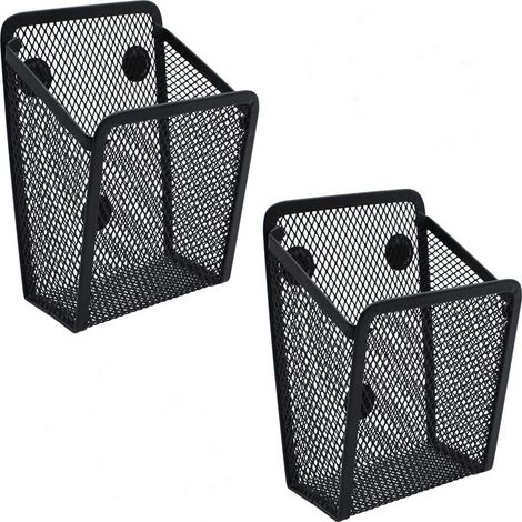 Lot de 2 pots à crayons magnétiques à suspendre, organisateurs de bureau, forme carrée (1/5)