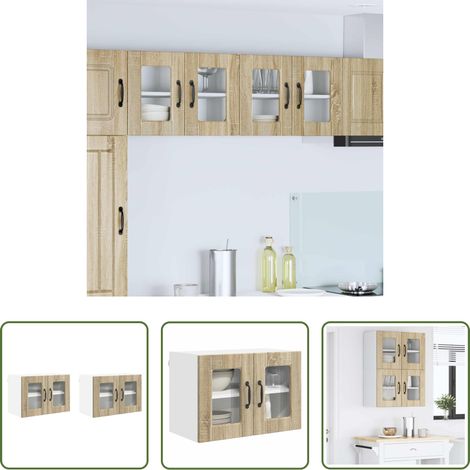 vidaXL Küchenwandschrank - Küchenschrank 2 pcs Sonoma-Eiche 60 x 31 x 40 cm Holzwerkstoff (1/5)