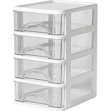 Boîte de rangement bureau 4 compartiments – – Mini tiroirs transparents. plastique robuste. organisateur de fournitures. gain de place maison et bureau (1/5)