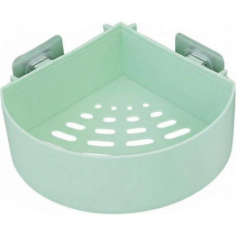 Étagère de salle de bain sans perçage, étanche, fixation murale, vert clair. (1/5)