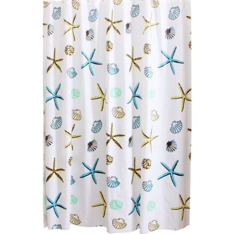 ALLIANDISRideaux de Douche Imperméable Anti-moisissure PEVA étoile de mer Rideaux décoratifs de Salle de Bains pour la Maison et l'hôtel 120 x 180 cm (1/5)