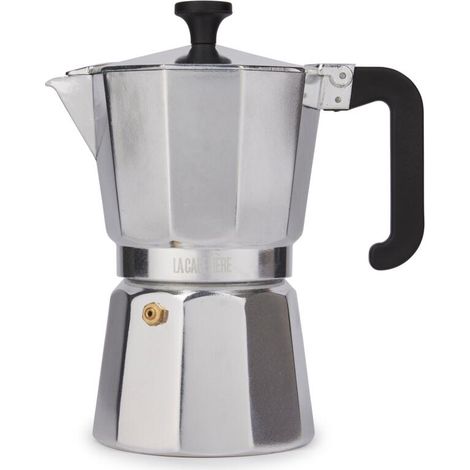 La Cafetière Venice Cafetera Espresso de Aluminio, Seis Tazas, Plateada, Caja de Regalo