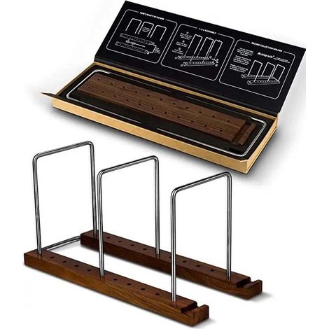 Système de rangement pour vinyles LP, support en bois effet noyer pour disques, CD, livres et magazines, capacité de 50 à 60 vinyles (1/5)