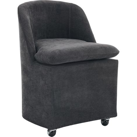 Set 2 sillas giratorias tapizadas en chenilla con ruedas, grises, 53 x 53,5 x 78,5 cm (1/5)