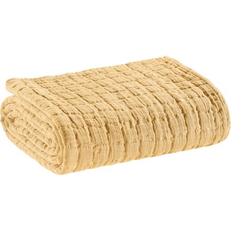 VIVARAISE - Jeté de lit Swami en coton 100% - Taille 180 x 260 cm - Couleur sable