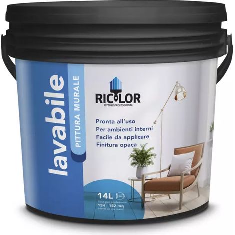 pittura murale lavabile ricolor bianco 14 lt