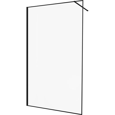 KINEDO - Paroi Douche Solo Design+ - Verre 6 mm Traité Anti-Calcaire - Profilé & Cadre Fin Aluminium Finition Noire mate - Fabriquée en France - L.120 x H.200 cm - Verre Transparent (1/5)