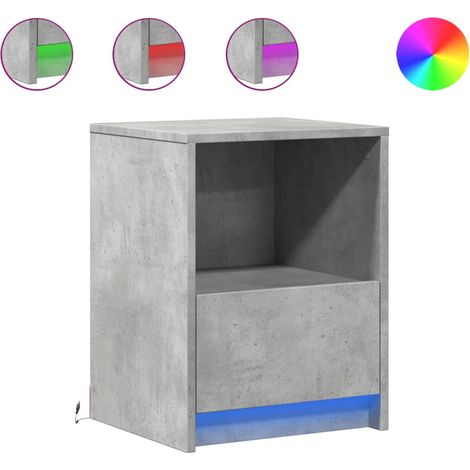 Maison Exclusive - Nachttisch mit LED-Leuchten Betongrau Holzwerk