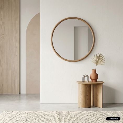 sweeek - Miroir rond bois d'hévéa Ø60cm noyer - Ivy (1/4)