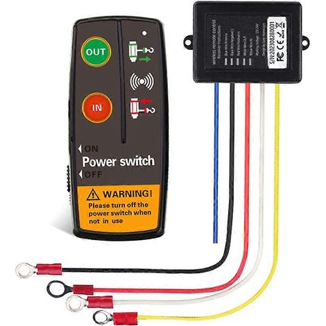Kit de commande à distance sans fil universel pour treuil, compatible avec VTT et camions. Module récepteur, émetteur et télécommande. (1/5)