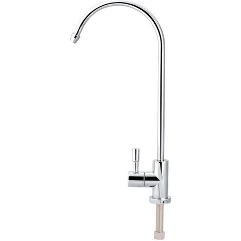 Rubinetto da cucina girevole a 360° da 1/4", rubinetto per lavello a collo d'oca, filtro per acqua potabile, miscelatore da cucina in acciaio inossidabile cromato (1/5)