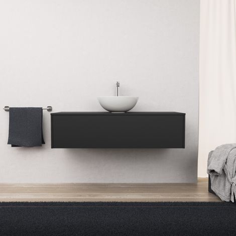 Inda - Mobile bagno L.120 con lavabo in appoggio / Nero opaco 1