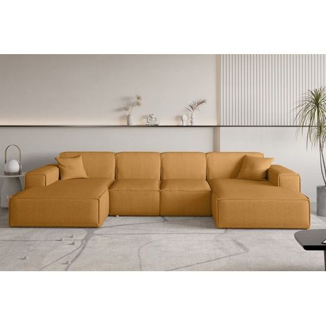 Wohnlandschaft Sofa U-Form CELES PREMIUM XS in Stoff Scala Senfgelb (1/3)