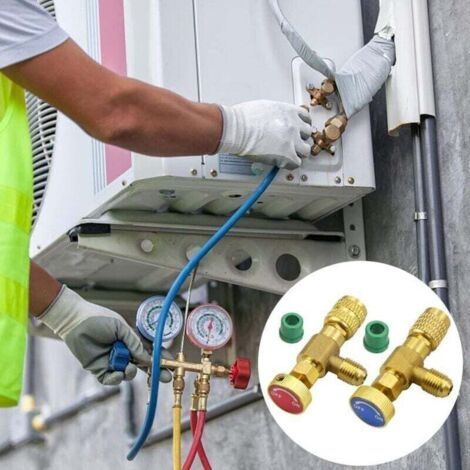 2 Pièces adaptateurs de remplissage réfrigérant Valve de sécurité Coupleur rapide Climatiseur R410A R22 pour Sae 1/4 \