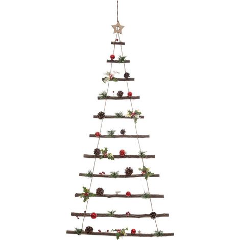 Fééric Lights And Christmas – Sapin mural LED 120 cm – Plantes séchées – Éclairage chaleureux – Décoration intérieure festive (1/3)