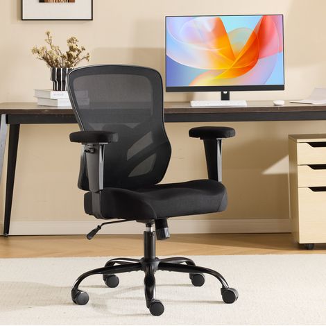 Ergonomischer Bürostuhl aus schwarzem Mesh, höhenverstellbar, verstellbare Lordosenstütze HAVRYA (1/5)
