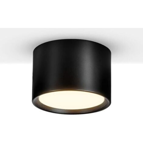 Spot plafond LED Noir Blanc Chaud 3000K 12W Luminaire Plafonnier salon salle à manger cuisine couloir chambre Ø140MM [Classe énergétique E] (1/4)