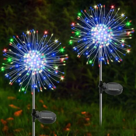 Lot de 2 lampes solaires d'extérieur - 150 lampes solaires - Pissenlit - 8 modes - Décoration de jardin - Feux d'artifice solaires - Lampes solaires de jardin [Classe énergétique E] (1/4)