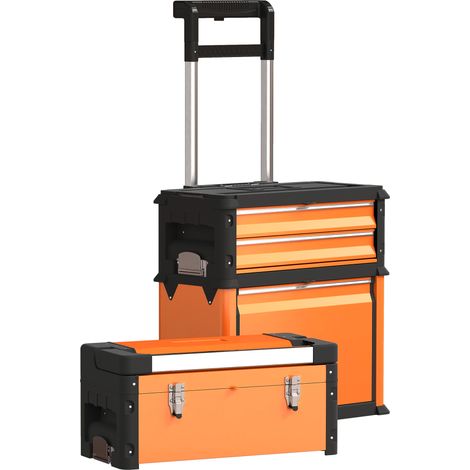 3in1 Stackable Rolling Tool Box Orange (1/5)