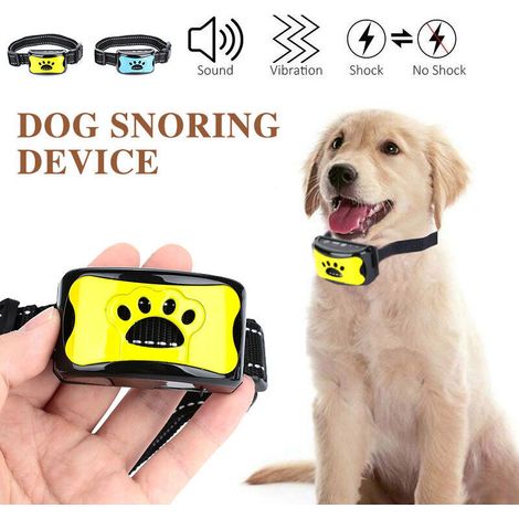 Collier Anti aboiement Chien, Rechargeable Collier Anti aboiement pour Petit Moyen Grand Chien, Intelligente Collier Dressage avec 2 Modes Vibration et Son 7 Niveaux de Sensibilité, jaune citron