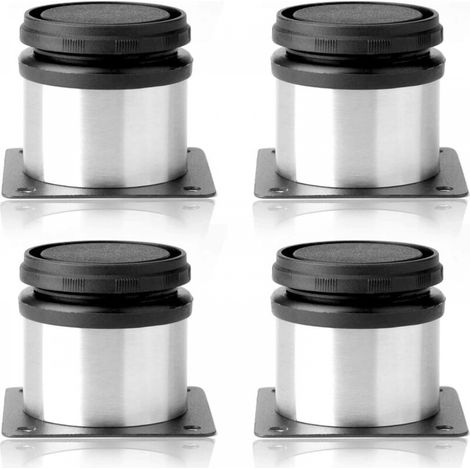 Lot de 4 pieds de meuble réglables en acier inoxydable, 50x60 mm, pieds d'armoire, pieds en métal, meubles, pieds de comptoir (1/5)