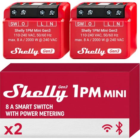 Shelly 1PM Mini Gen3 Set di 2 controllori bianchi (1/5)