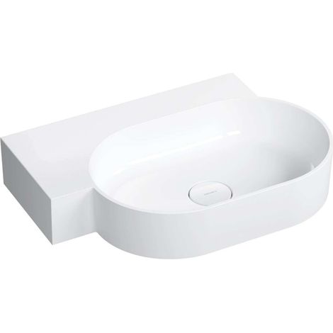 OMNIRES Ovo M+ - Waschbecken 65 x 45 cm, ohne Überlauf, ohne Armaturenloch, links, weiß OVO645UWLBP (1/5)
