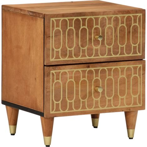 Comodino 40x33x46 cm in Legno Massello di Mango vidaXL (1/5)