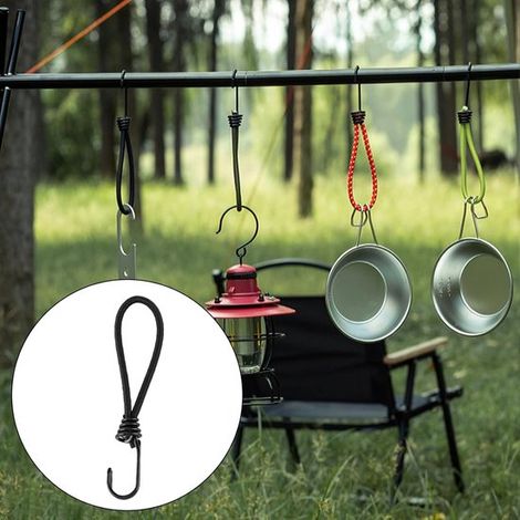 Corde elastiche corte con ganci - Cinghie di tensionamento elastiche - Tenditore per tenda Cinghia elastica di tensionamento - Corde elastiche corte per esterni e campeggio - Cinghie elastiche (1/3)