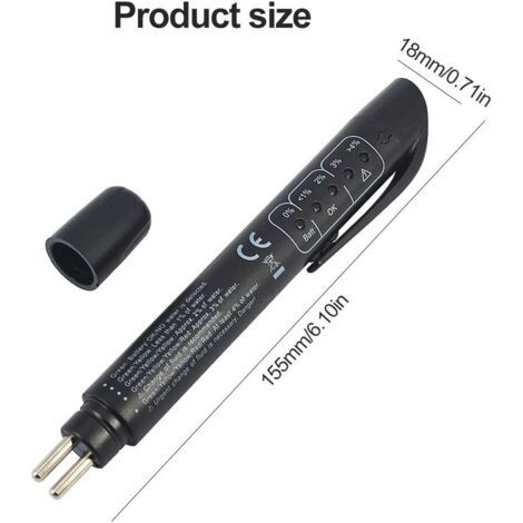 Testeur de liquide de frein, testeur de liquide de frein automobile, stylo testeur de liquide de frein, testeur de liquide de frein numérique, outil de test automobile à 5 indicateurs LED, convient au (1/4)