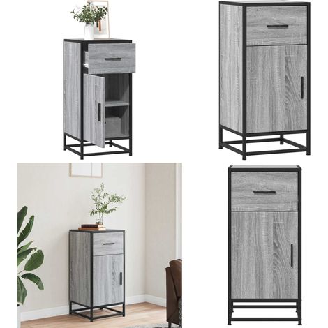 Aparador madera ingeniería y metal gris Sonoma 35,5x35x76 cm - Aparador gris - Madera de ingeniería