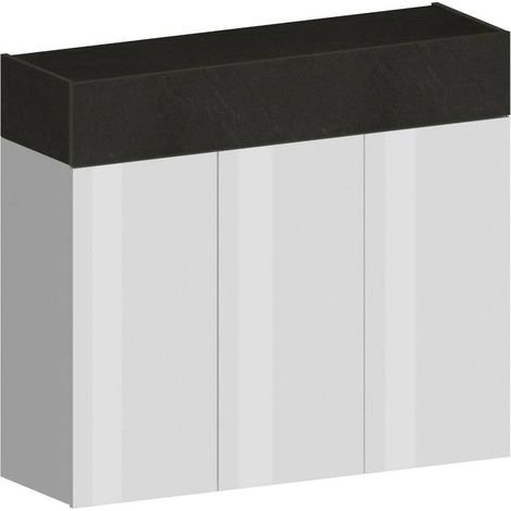 Dmora - Scarpiera Nick, Porta scarpe salvaspazio a 4 ante, Armadio multifunzione da ingresso, 114x38h100 cm, Bianco e Ardesia, con imballo rinforzato (1/5)