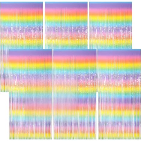 Lot de 6 rideaux à paillettes arc-en-ciel - Rideau à franges - Pour anniversaire, festival, mariage, discothèque, décoration de scène (1/5)