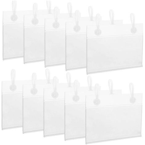 Packung mit 50 transparenten Preisschildhaltern für Supermärkte und Regale. – 8,20 x 5,50 x 0,10 cm (1/4)