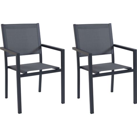Set due sedie impilabili 56x60x90 cm in alluminio antracite con braccioli - Abruzzo