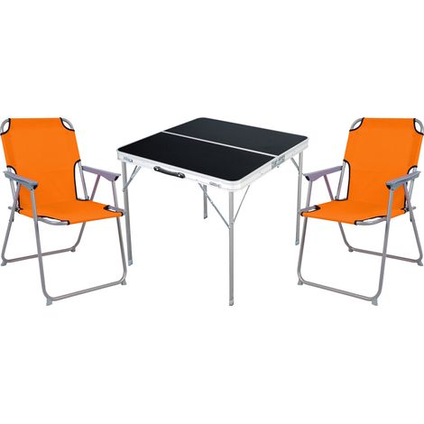 3-teiliges Campingmöbel Set schwarz 80x80x70cm Orange-MMC330883B+2xMPO2600O (1/4)